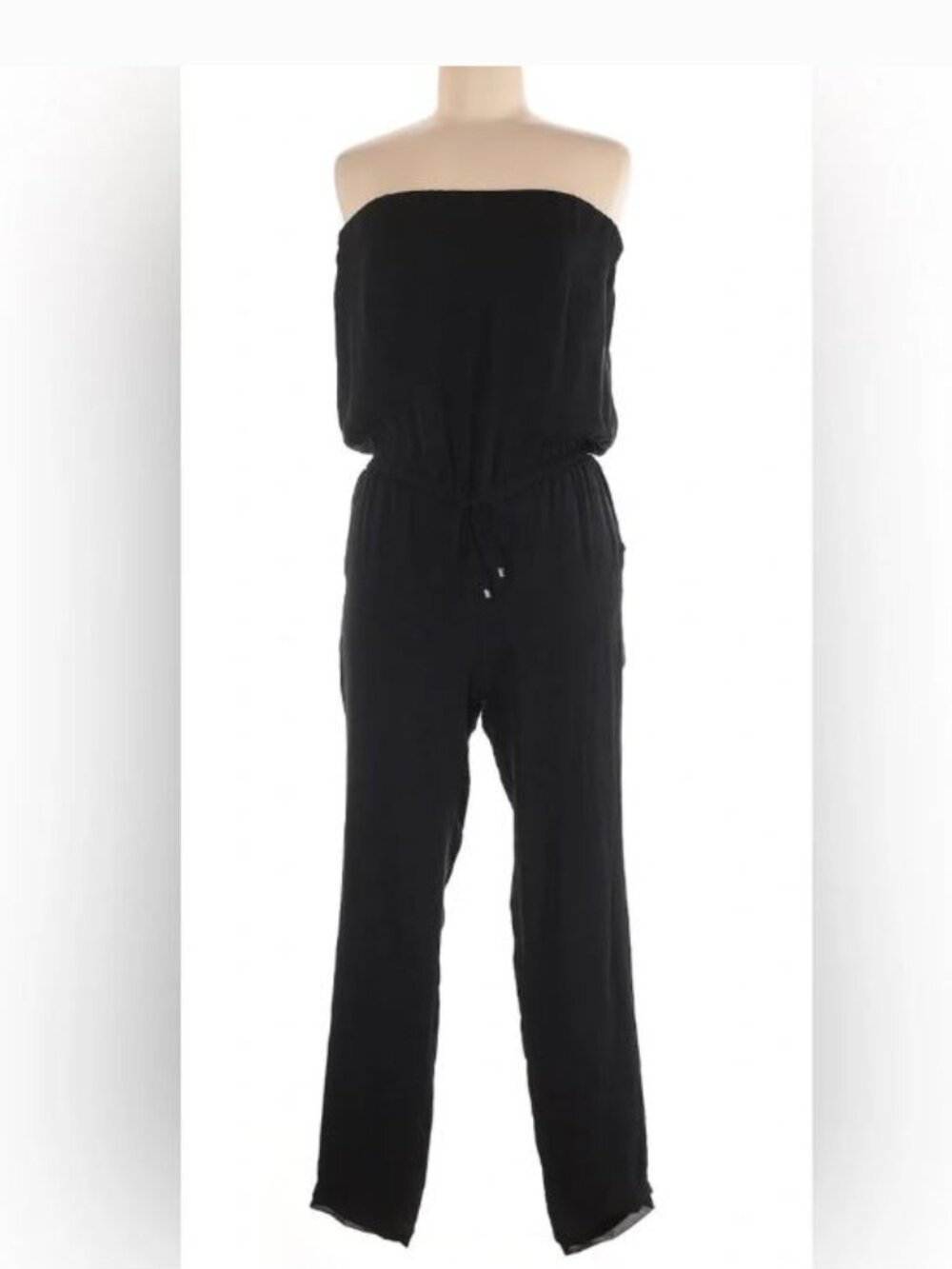 Haute Hippie Black Strapless Bandeau Jumpsuit Relaxed Silhouette Skinny Leg-XS